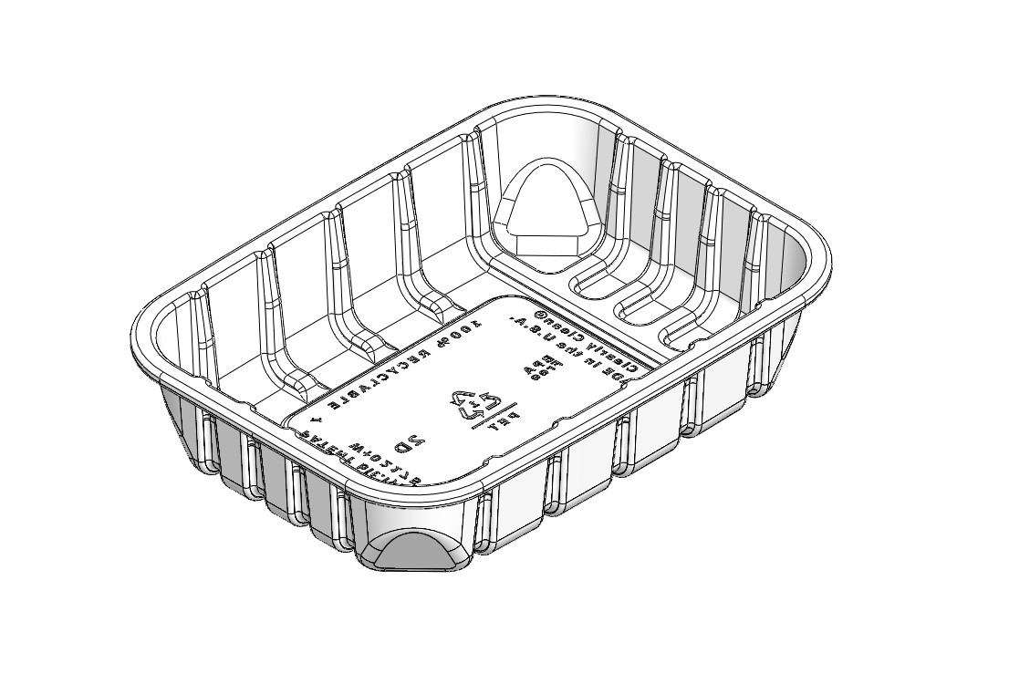 Recyclable and eco-friendly poultry packaging - overwrap tray 2D